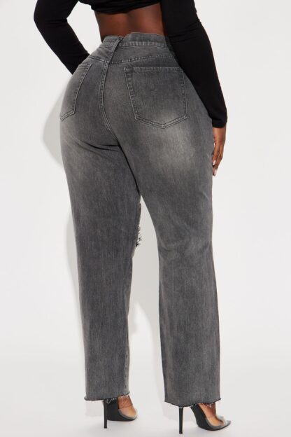 Jeans Rectos Elásticos con Rasgaduras y Dobladillo Crudo - Image 6