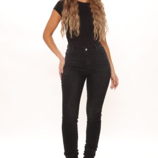 Jeans Skinny Corte Alto en Denim Oscuro