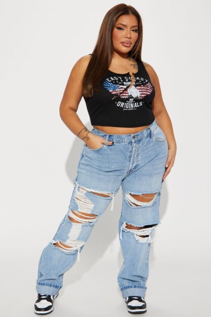 Jeans Rectos Desgastados de Tiro Alto y Pierna Recta - Image 12