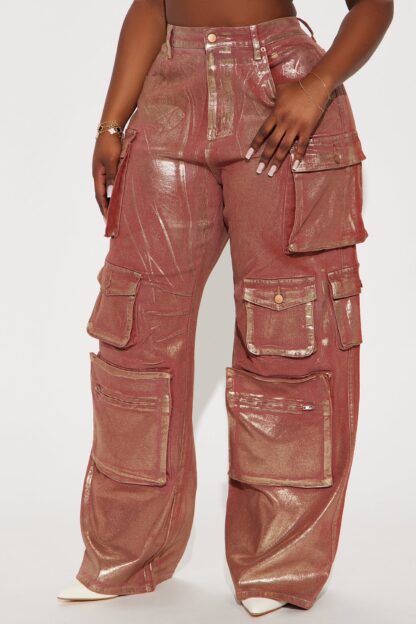 Jeans Cargo Amplios Brillo Metálico - Image 5