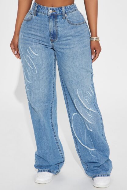 Jeans Rectos Rasgados con Estampa 'Malibu California' - Image 7