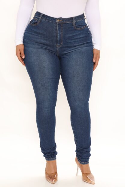 Jeans Skinny Corte Alto en Denim Oscuro - Image 14