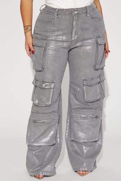 Jeans Cargo Amplios Brillo Metálico - Image 12