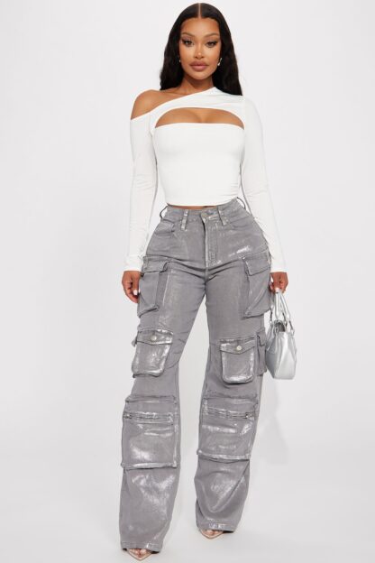 Jeans Cargo Amplios Brillo Metálico - Image 8