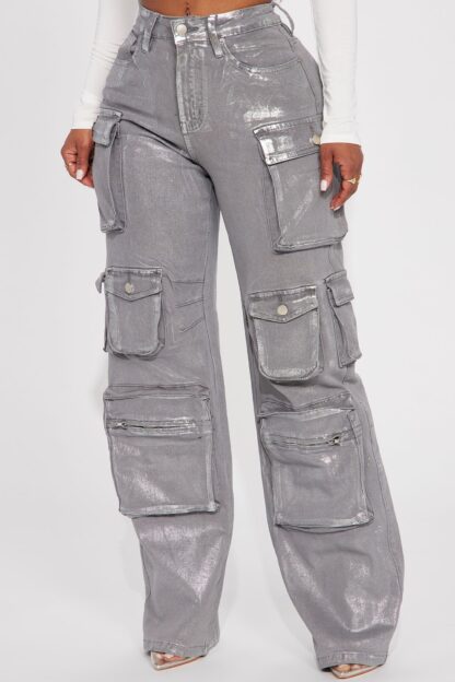 Jeans Cargo Amplios Brillo Metálico - Image 9